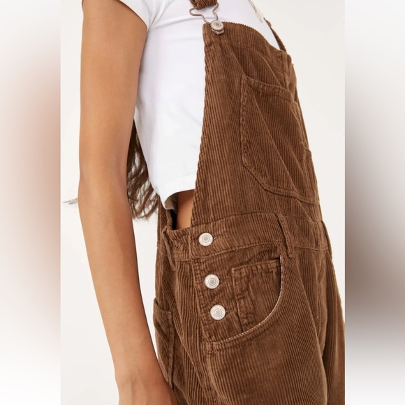 Free People Ziggy Cord Overalls Wild Mustang L We The Free - Picture 7 of 9